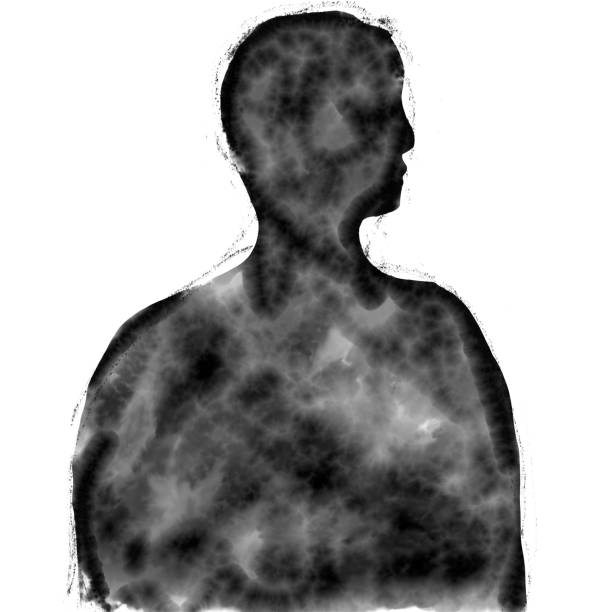 istock a black silhouette of a person, water color texture 1404973585