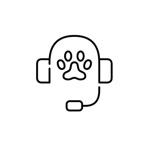 Vector illustration of Animal care support call-centre. Pixel perfect, editable stroke line art icon