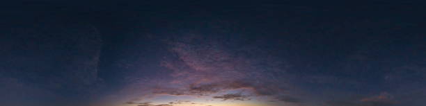 istock Dark blue sky panorama after sunset with Cirrus clouds. Seamless hdr 360 pano in spherical equirectangular format. Complete zenith for 3D visualization and sky replacement for aerial drone panoramas 1404979431