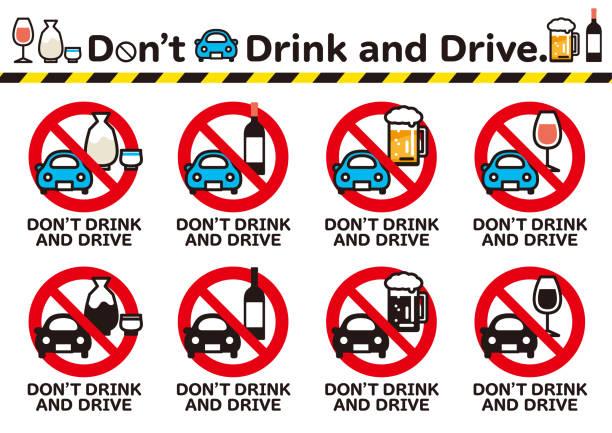 Illustration of “Don’t drink and drive.” Illustration of “Don’t drink and drive.” warning coloration stock illustrations