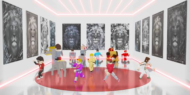 istock NFT on the sandbox NFTProjects Avatars on Metaverse  and Art Gallery  3D Illustrations 1404986381