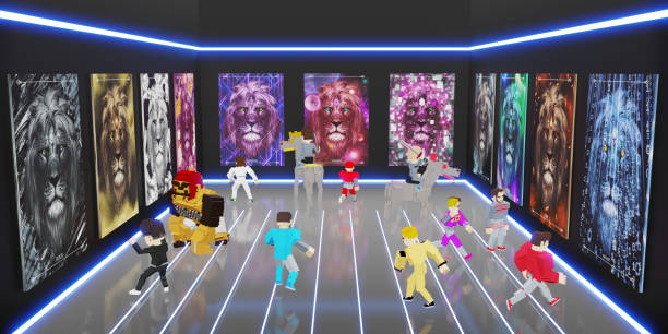 istock NFT on the sandbox NFTProjects Avatars on Metaverse  and Art Gallery  3D Illustrations 1404986388