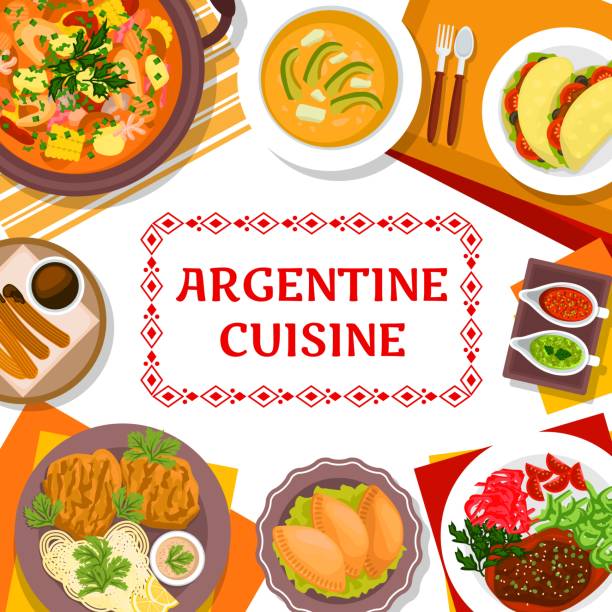 ilustrações, clipart, desenhos animados e ícones de cobertura vetorial do menu do restaurante de culinária argentina - pork chop illustrations