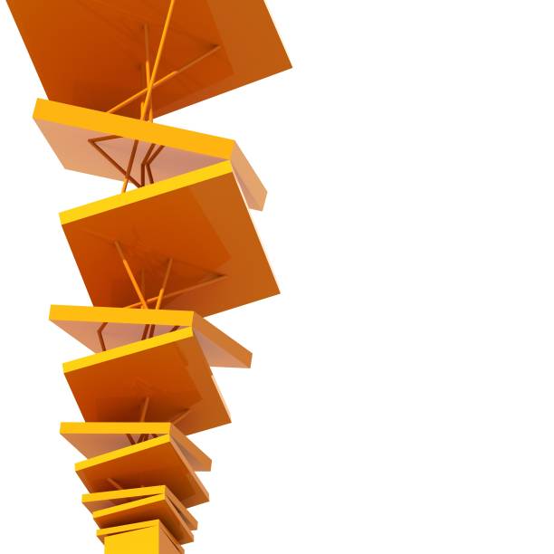 istock Abstract architectural design. Abstract modern sculpture. Differently inclined squares. 3D rendering. 1404992080