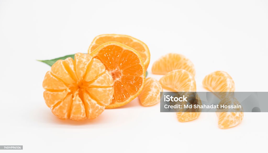Tangerine or kamala with pieces isolated on white background Bangladesh Stock Photo