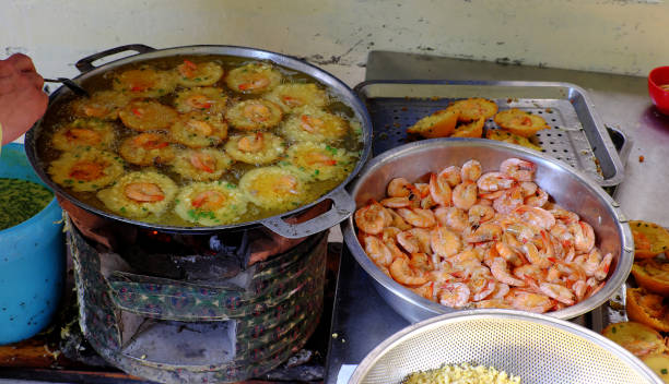 istock Vietnamese mini shrimp pancake and raw material to make yellow crispy cake 1404999083
