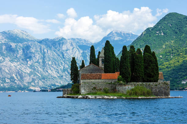 istock Seascape, Monastery on the island in Perast, Montenegro. 1405000108