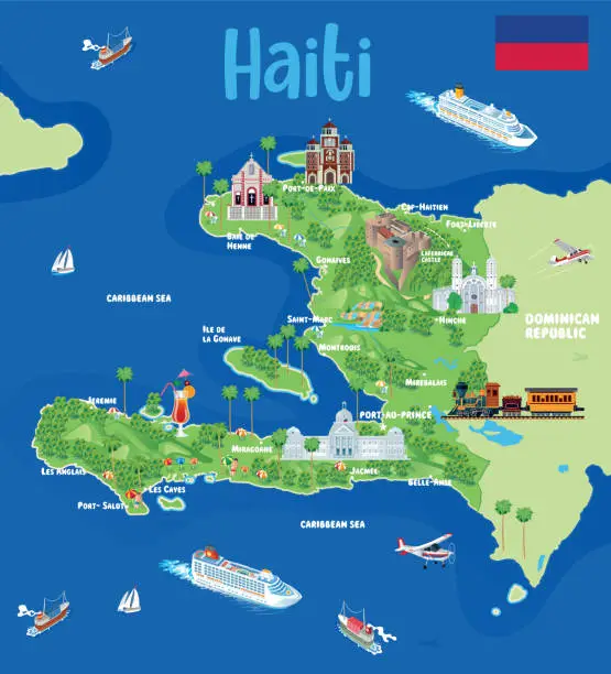 Vector illustration of Cartoon Map of Haiti