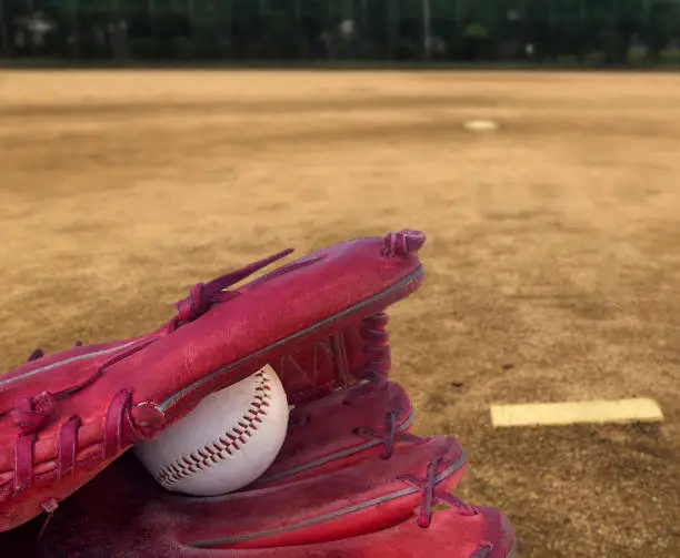 Photo of Pitcher's mound glove and hardball