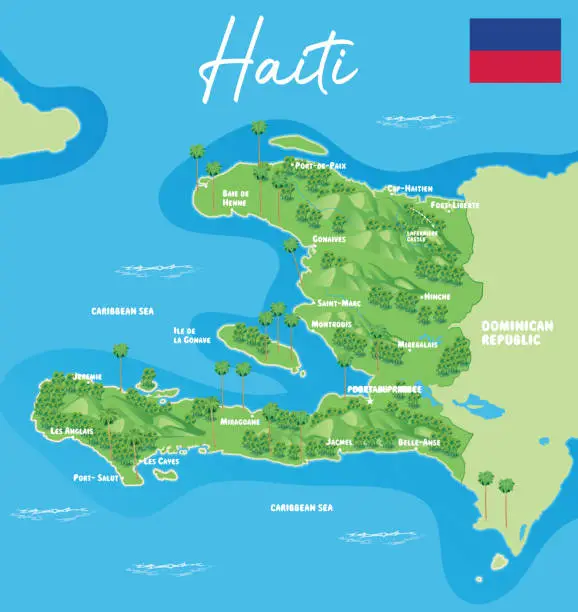 Vector illustration of Map of Haiti