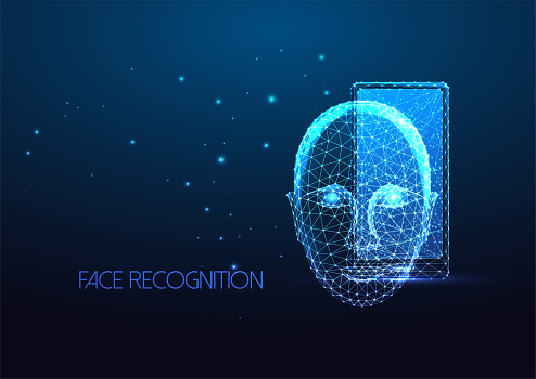 Futuristic Mobile Face Recognition System Concept With Glowing ...