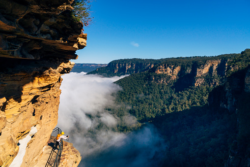 AUSTRALIA, SYDNEY, NSW - MAY 2022: Wentworth Falls is a town in the Blue Mountains region of New South Wales, situated approximately 100 kilometres west of the Sydney central business district.