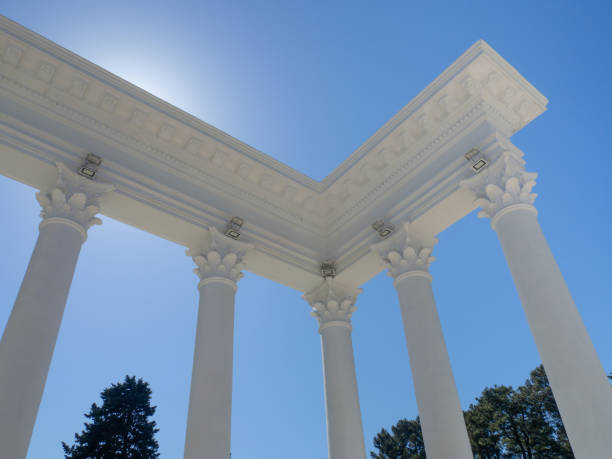 istock white columns. Modern Architecture. Building in the park. Exterior. Made antique 1405016727