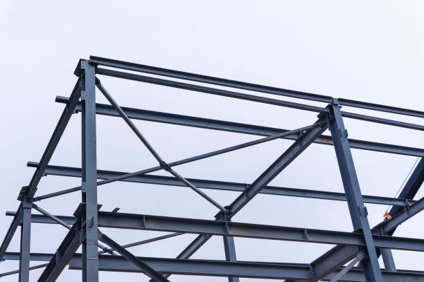 istock construction structure made of steel metal trusses. metal frame 1405017425
