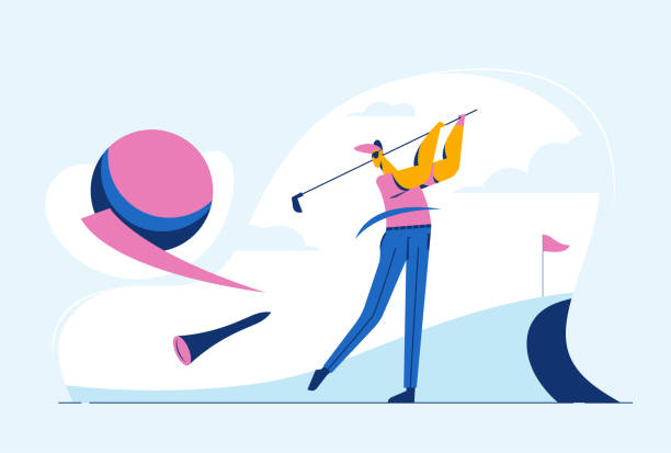 istock Athlete Male Golfer Players with Golf Clubs on Course 1405017830
