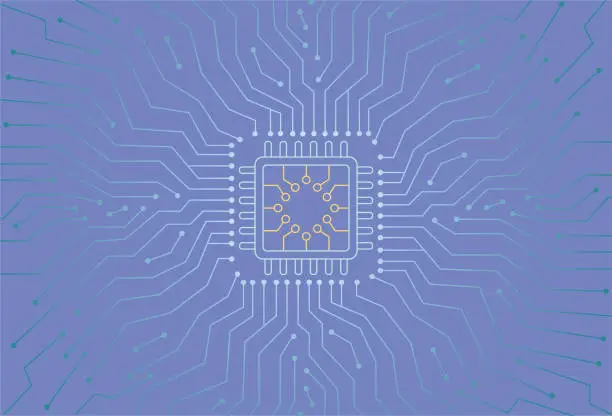 Vector illustration of Chip and circuit board diagram