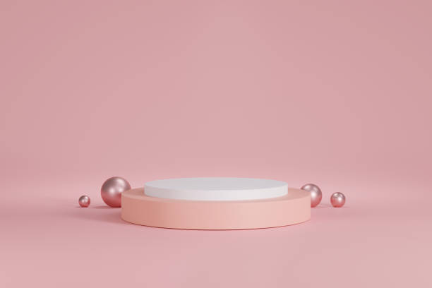 istock Abstract Geometric 3D Rendering Circle Cylinder Podium Background. Minimalism Pastel Colored 1405019839