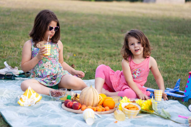 istock Two girls (sisters) are having a picnic. 1405019998