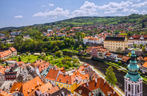 istock panoramic view on Cesky Krumlov rural town, Czech Republic. 1405020123