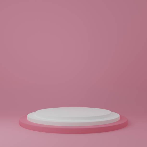 istock white Product Stand in pink room ,Studio Scene For Product ,minimal design,3D rendering 1405021221