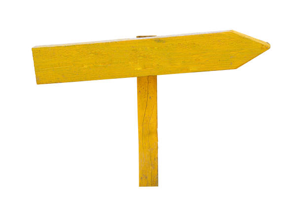 istock wooden yellow arrow direction sign isolated on white 1405021349