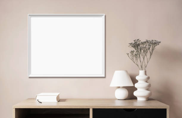 istock Artwork mock-up in interior design. Blank picture frame template on a wall 1405022787