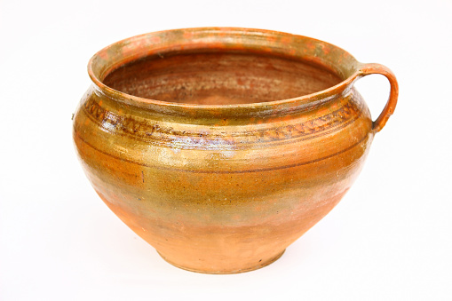 Vintage clay pot with ornament pattern