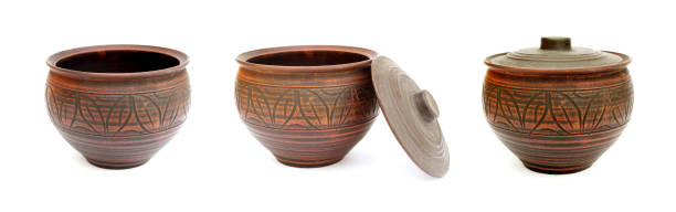 istock Clay pot tureen utensils for the kitchen in different states with and without a lid 1405029580