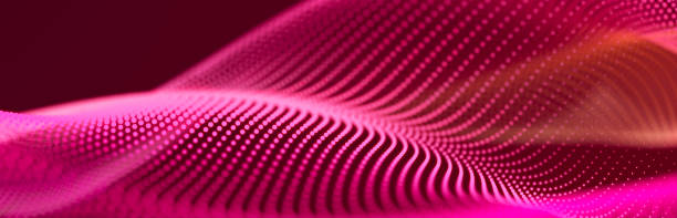 istock Particle stream. Blue background with many glowing particles. Information technology background. 3d rendering. 1405029634