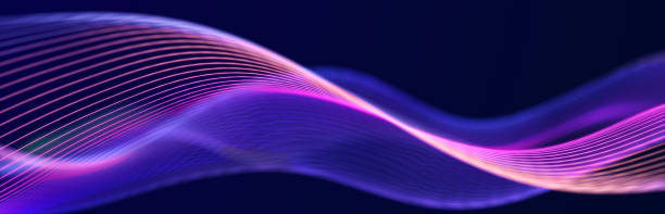 istock Musical wave. Beautiful illustration with connected dots and lines. Digital network background. 3D 1405029639
