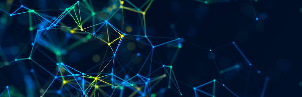 istock Colored polygonal structure. Beautiful illustration with connected dots and lines. Digital network background. 3D 1405029688