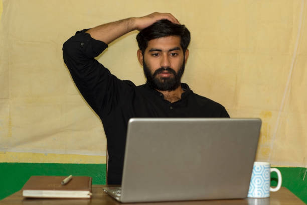 istock A bearded man giving shocked expression looking at laptop 1405029964