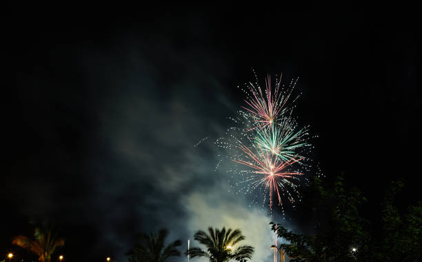 istock Multicolored fireworks in the night sky. Celebration of Independence Day 1405030270