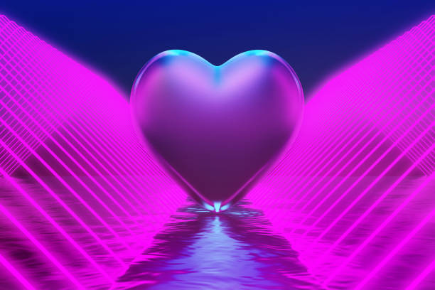 istock volumetric heart symbol in neon purple light 1405030293