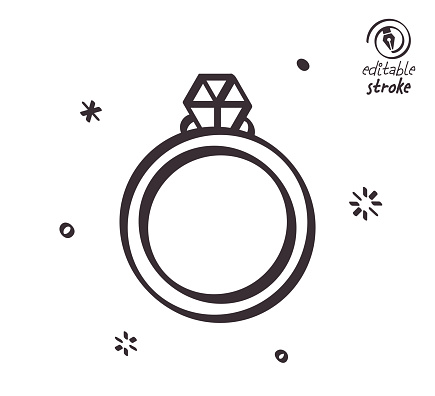 Wedding ring concept can fit various design projects. Modern and playful line vector illustration featuring the object drawn in outline style. It's also easy to change the stroke width and edit the color.