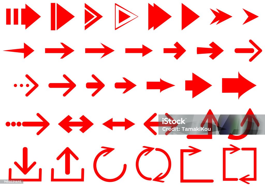 Red Arrows Example Simple Red Arrow Set Vector Material Stock Illustration - Download ...