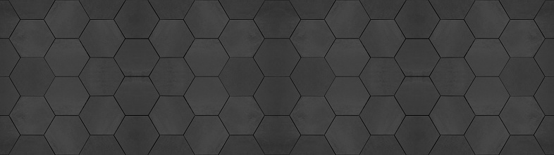Black anhracite modern tile mirror made of hexagon tiles texture background banner panorama