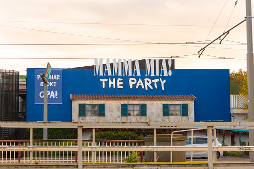 Gothenburg, Sweden - October 17 2021: Exterior of the venue of Mamma Mia the party at Liseberg.