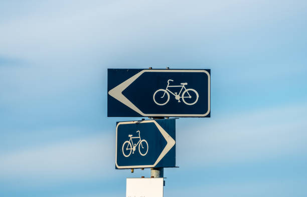 Gothenburg, Sweden - november 21 2021: Signs pointing the way to bike paths.
