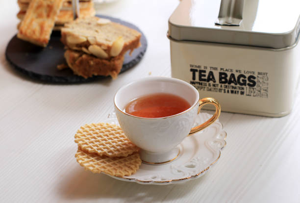 Tea with Biscuit, Concept Afternoon Tea Party on Wooden Table