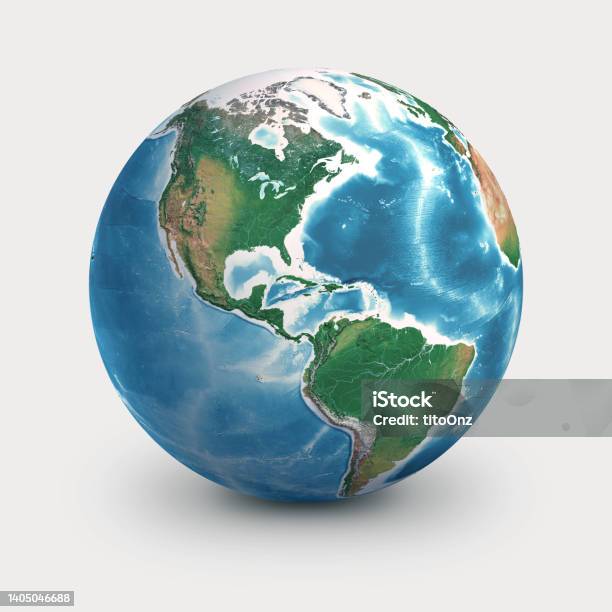 Physical Earth Globe North And South America Stock Photo - Download Image Now - Globe - Navigational Equipment, Planet Earth, Planet - Space