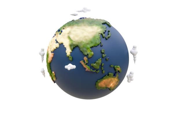 istock Low poly render of Earth with cloud in a white background. 3d illustration.clipping path. 1405047707
