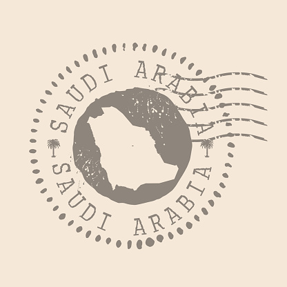 Stamp Postal of Saudi Arabia. Map Silhouette rubber Seal.  Design Retro Travel. Seal of Map Saudi Arabia grunge  for your design.  EPS10