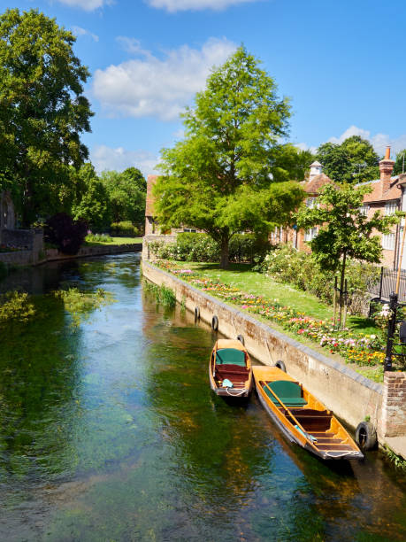 istock Canterbury canal with punting boats. UK 1405048039
