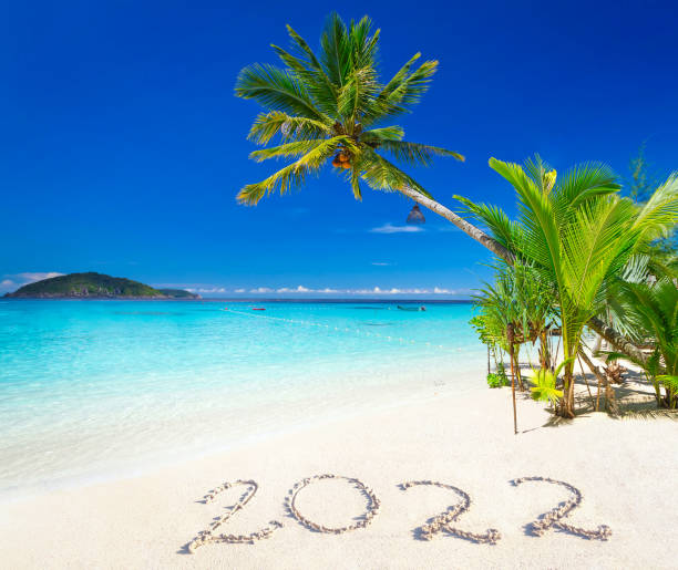 istock Year 2020 at the tropical Sea beach 1405049593