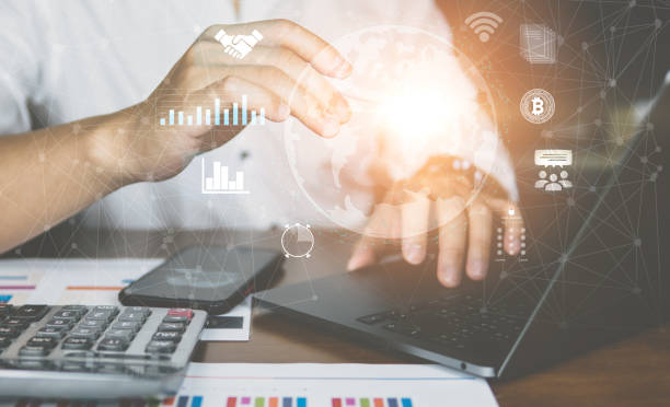 istock Concept of technology data network, business online for the further, new technology for data analysis and marketing online. 1405051827
