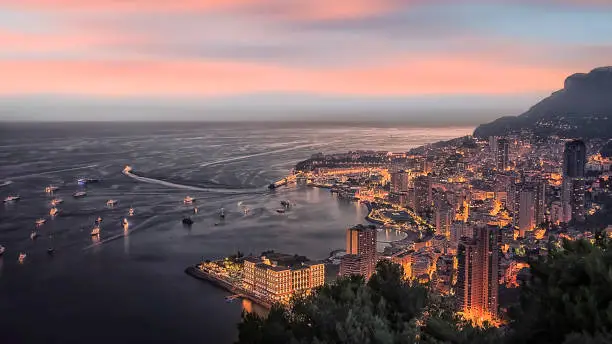 Principality of Monaco at sunset