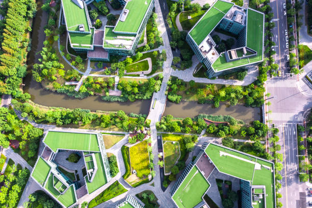 aerial view of modern eco city