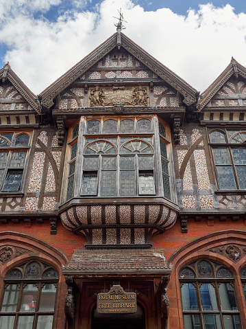 Canterbury, United Kingdom - June 11, 2022: Facade of The Beaney House of Art and Knowledge, the central museum, library and art gallery of the city of Canterbury, Kent, England, UK