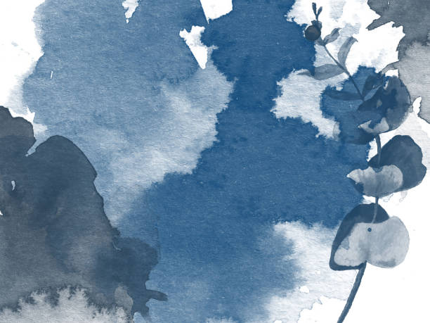 istock blue watercolor background with floral branch 1405056302